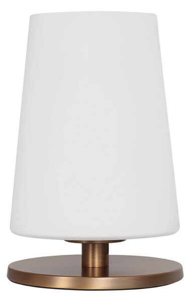 Steinhauer Namizna svetilka Ancilla, bronasta, višina 26 cm, kovina, steklo, E27, Bela, Dnevna soba / jedilnica, Steklo