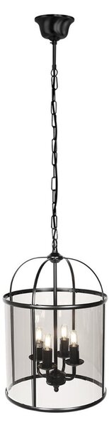 Steinhauer Visoka svetilka Pimpernel, Ø 32 cm, črna, steklo dimno sivo, zatemnjen, Črna, Hodnik, Kovina, Antični