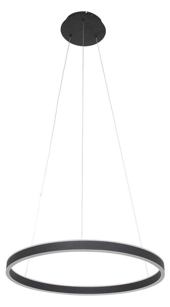 Steinhauer LED viseča luč Ringlux Ø 60cm 2-light črna, zatemnjen, Črna, Dnevna soba / jedilnica, Kovina, Sodobni