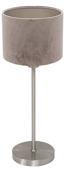 Mexlite Namizna svetilka Noor, jeklo/velur srebrne barve, višina 50 cm, E27, Kovinska, Dnevna soba / jedilnica, Kovina