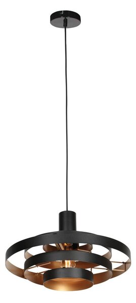 Steinhauer Obesna svetilka Halo Cirque, črna, kovina, Ø 50 cm, E27, zatemnjen, Črna, Dnevna soba / jedilnica, Kovina, Sodobni