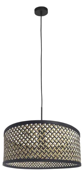 Steinhauer Visoka svetilka Sparkled Light, pletena senčnica v črni barvi in lesu, zatemnjen, Črna, Dnevna soba / jedilnica, Bambus