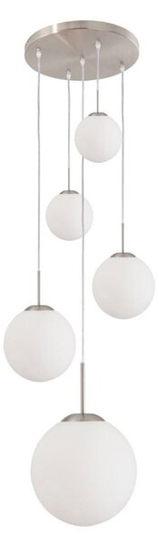 Steinhauer Obesek Bollique, jeklo, opalno belo, steklo, 5-svetlobno okroglo, zatemnjen, Kovinska, Dnevna soba / jedilnica, Steklo, Globus