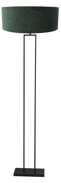 Steinhauer Stojna svetilka Stang, črna/zeleni velur, višina 160 cm, E27, Črna, Dnevna soba / jedilnica, Kovina, Sodobni