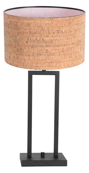 Steinhauer Namizna svetilka Stang 4357ZW, pluta, črna/rjava, višina 55 cm, Črna, Dnevna soba / jedilnica, Kovina, Sodobni