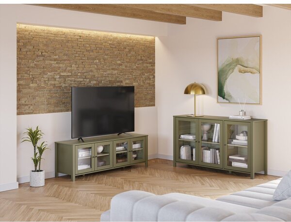 Zelena vitrina iz masivnega bora 142x80x40 cm Alessandra – Marckeric