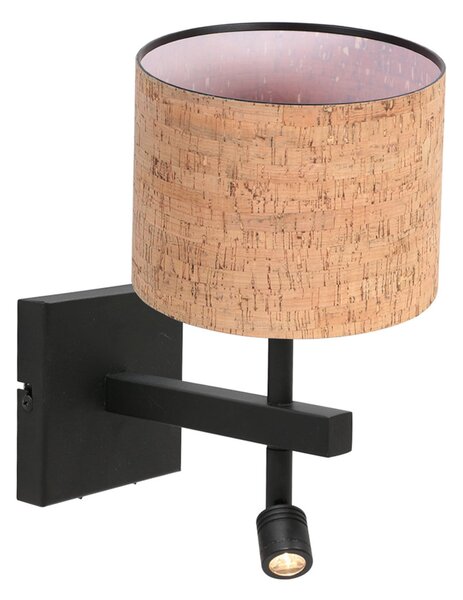 Steinhauer Stenna svetilka Stang, črna/rjava LED-bralna lučka Višina 27 cm Pluta, Črna, Dnevna soba / jedilnica, Kovina, Sodobni, Svetilka za branje