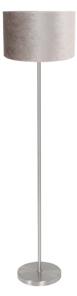 Mexlite Stojna svetilka Noor, jeklo/velur srebrne barve, višina 144 cm, E27, Kovinska, Dnevna soba / jedilnica, Kovina
