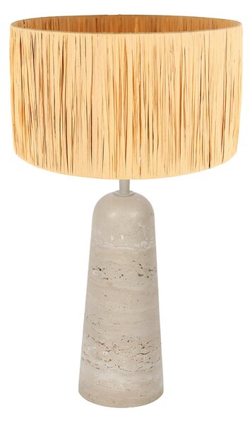 Anne Light Namizna svetilka Travino, višina 49 cm, travertin, morska trava, E27, Bež, Dnevna soba / jedilnica, Marmor