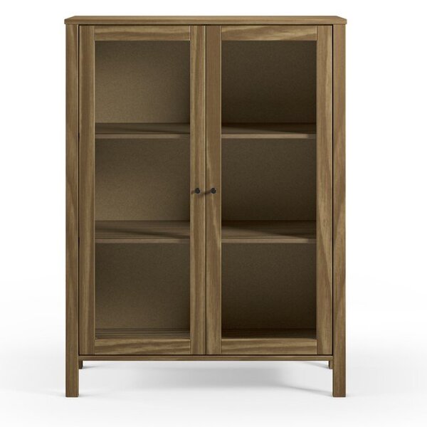 Vitrina iz masivnega bora v naravni barvi 90x120x40 cm Alessandra – Marckeric