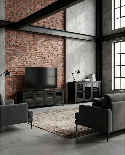 Črna TV omarica iz masivnega bora 150x50x40 cm Alessandra – Marckeric