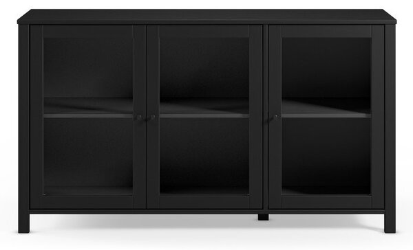 Črna vitrina iz masivnega bora 142x80x40 cm Alessandra – Marckeric