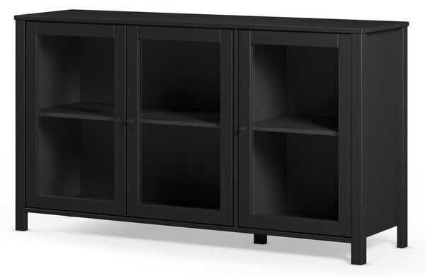 Črna vitrina iz masivnega bora 142x80x40 cm Alessandra – Marckeric