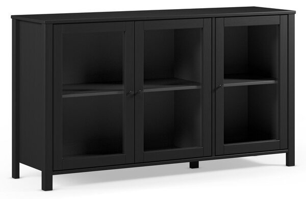 Črna vitrina iz masivnega bora 142x80x40 cm Alessandra – Marckeric