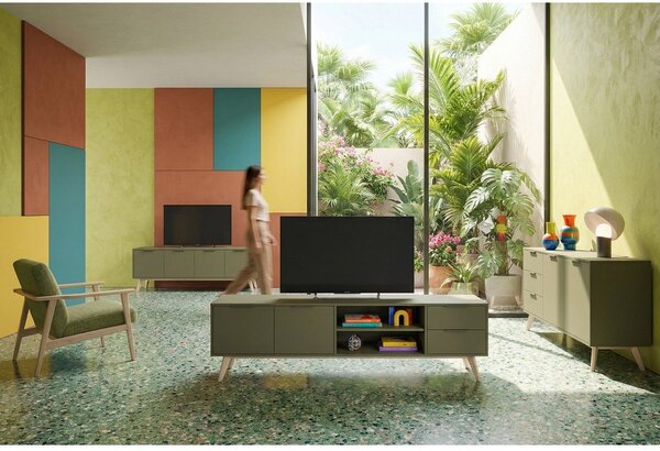 Zelena komoda v mat dekorju 140x81x40 cm Campus – Marckeric