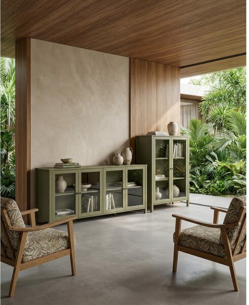 Zelena vitrina iz masivnega bora 186x80x40 cm Alessandra – Marckeric