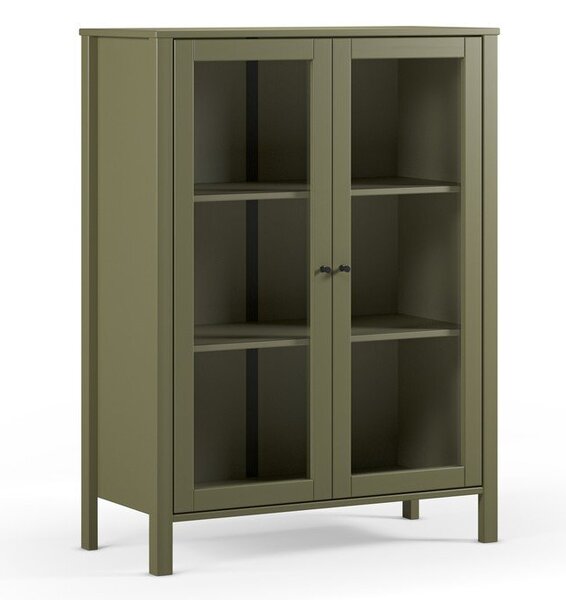 Zelena vitrina iz masivnega bora 90x120x40 cm Alessandra – Marckeric