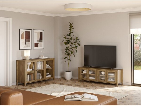 Vitrina iz masivnega bora v naravni barvi 142x80x40 cm Alessandra – Marckeric