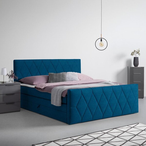 Based Postelja Boxspring Josie-b, Barva Petroleja, 160x200