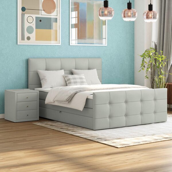 Modern Living Postelja Boxspring Josie-C, Srebrna, 160x200
