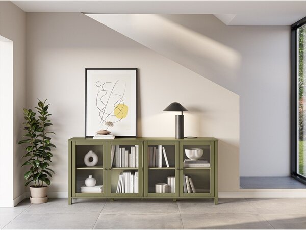Zelena vitrina iz masivnega bora 186x80x40 cm Alessandra – Marckeric