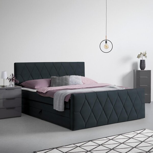 Based Postelja Boxspring Josie-b, Barva Grafita, 160x200