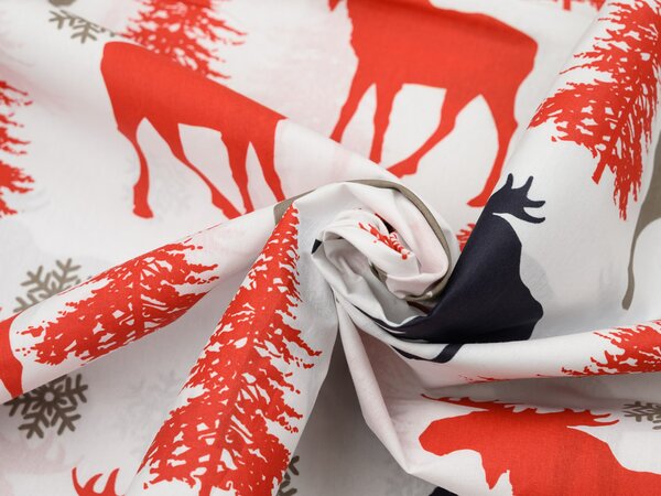 Bombažna posteljnina CHRISTMAS MOOSE, bela Dimenzije posteljnine: 70 x 90 cm | 140 x 220 cm