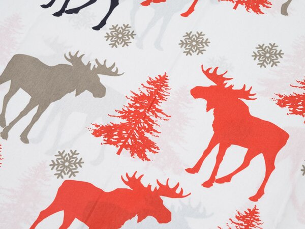 Bombažna posteljnina CHRISTMAS MOOSE, bela Dimenzije posteljnine: 70 x 90 cm | 140 x 220 cm