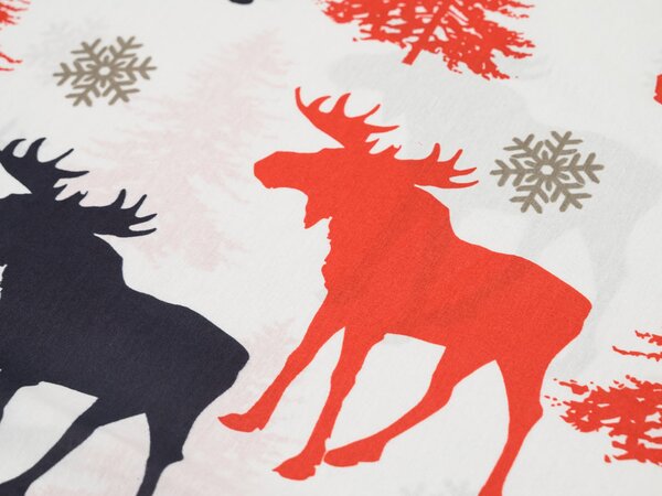 Bombažna posteljnina CHRISTMAS MOOSE, bela Dimenzije posteljnine: 70 x 90 cm | 140 x 220 cm