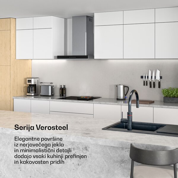Klarstein Verosteel indukcijska kuhalna plošča, elegantna, minimalistična, zmogljiva, 4 kuhalne cone, 7400 W, 60 cm