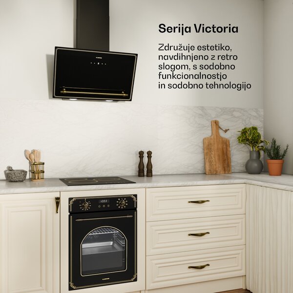 Klarstein Victoria steklokeramična kuhalna plošča, 3 cone, Elegantna, brezčasna, 5000 W, 45 cm