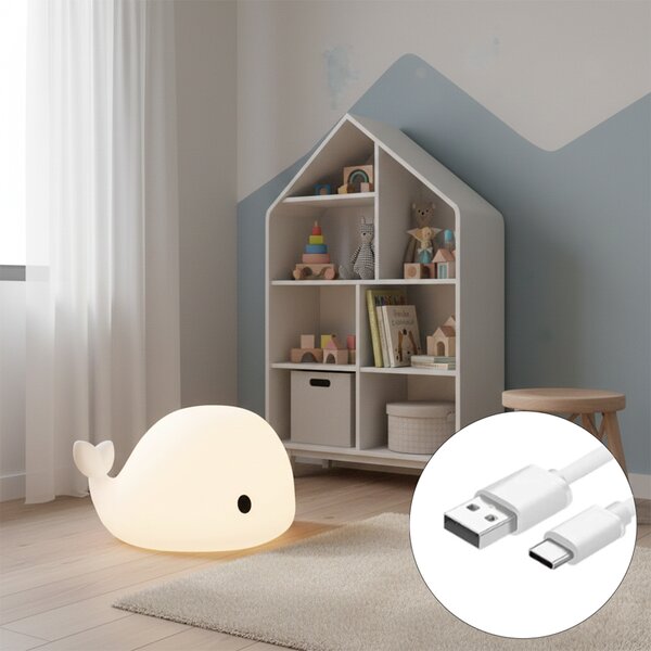 Namizna svetilka bela 50 cm vklj. LED zatemnilna IP54 polnilna - Baby Whale
