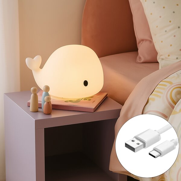 Namizna svetilka bela 30 cm vklj. LED zatemnilna IP54 polnilna - Baby Whale