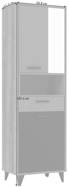 REGAL 60/192/42 cm siva, zelena, črna, bela, barve hrasta