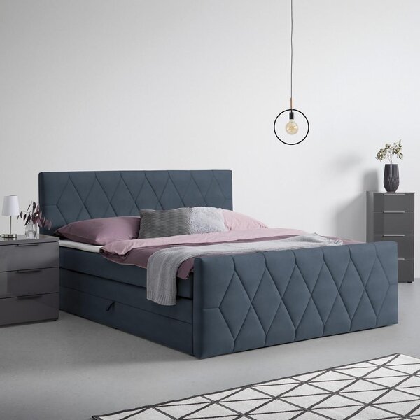Based Postelja Boxspring Josie-b, Sivomodra, 160x200