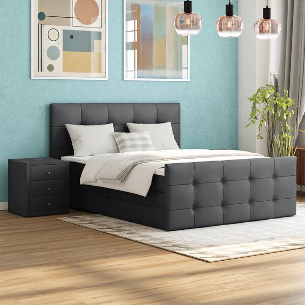 Modern Living Postelja Boxspring Josie-C, Temno Siva, 160x200
