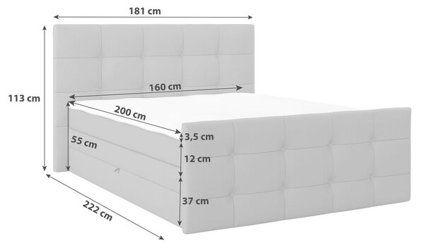 Modern Living Postelja Boxspring Josie-C, Srebrna, 160x200