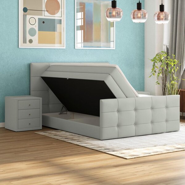 Modern Living Postelja Boxspring Josie-C, Srebrna, 160x200