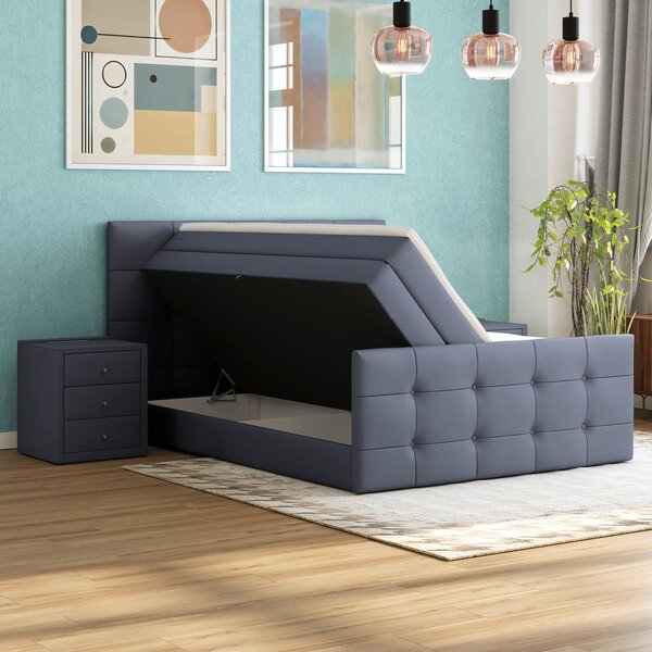 Modern Living Postelja Boxspring Josie-C, Sivomodra, 160x200