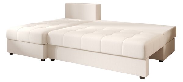 Kremna raztegljiva kotna sedežna garnitura VENORIA SLIM, 200x143 cm, obojestranska + 2 blazini GRATIS