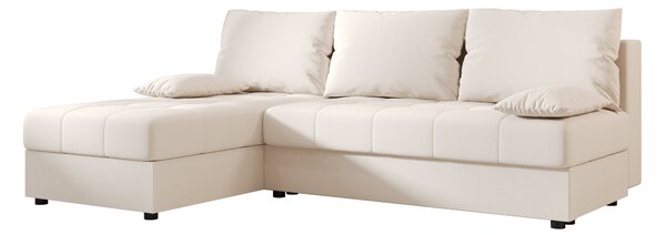Kremna raztegljiva kotna sedežna garnitura VENORIA SLIM, 200x143 cm, obojestranska + 2 blazini GRATIS