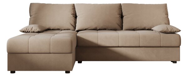 Bež raztegljiva kotna sedežna garnitura VENORIA SLIM, 200x143 cm, obojestranska + 2 blazini GRATIS