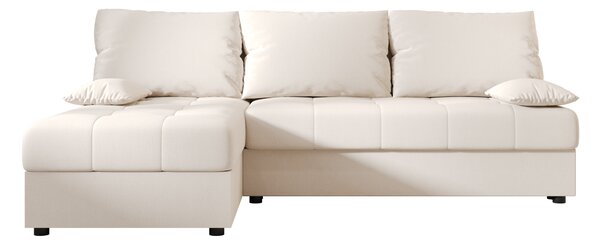 Kremna raztegljiva kotna sedežna garnitura VENORIA SLIM, 200x143 cm, obojestranska + 2 blazini GRATIS