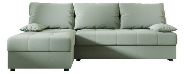 Svetlo zelena raztegljiva kotna sedežna garnitura VENORIA SLIM, 200x143 cm, obojestranska + 2 blazini GRATIS
