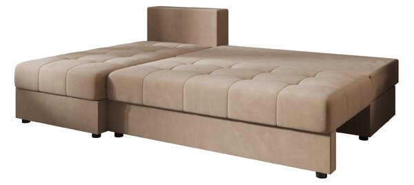 Bež raztegljiva kotna sedežna garnitura VENORIA SLIM, 200x143 cm, obojestranska + 2 blazini GRATIS