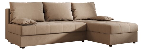 Bež raztegljiva kotna sedežna garnitura VENORIA SLIM, 200x143 cm, obojestranska + 2 blazini GRATIS