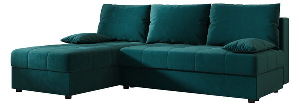 Petrolej raztegljiva kotna sedežna garnitura VENORIA SLIM, 200x143 cm, obojestranska + 2 blazini GRATIS