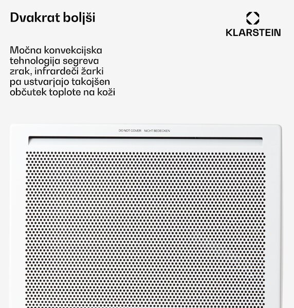 Klarstein Hot Spot Slimcurve Double Wave, grelec 2 v 1, 1000 W, tedenski timer, bela barva