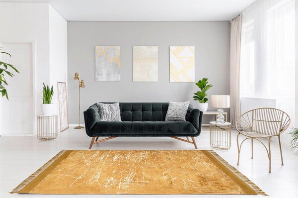 RAVNO TKANA PREPROGA 80/150 cm taftano zlate barve
