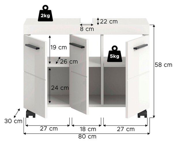 OMARICA ZA POD UMIVALNIK 80/58/30 cm